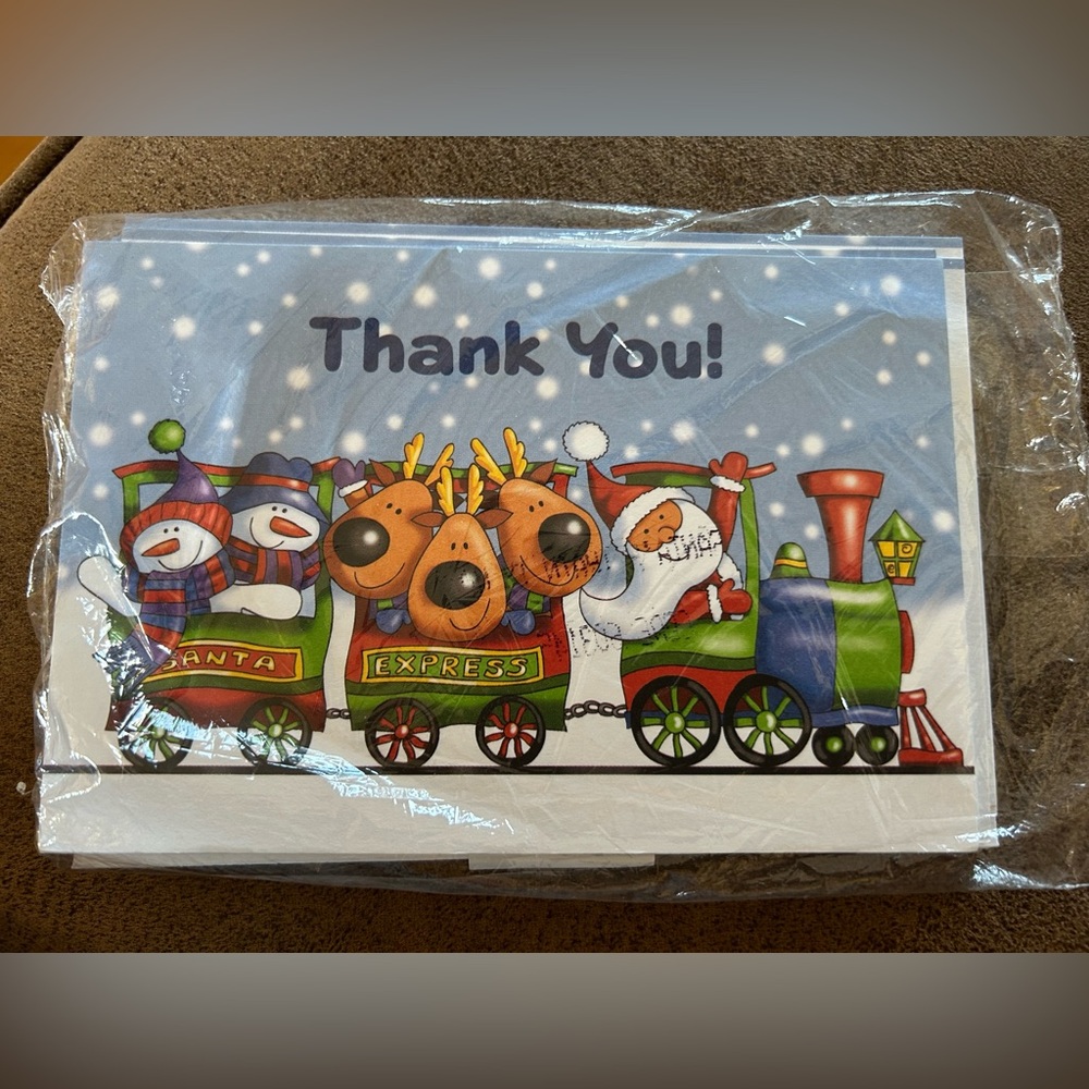 Festive Thank You Cards with Santa Train Design